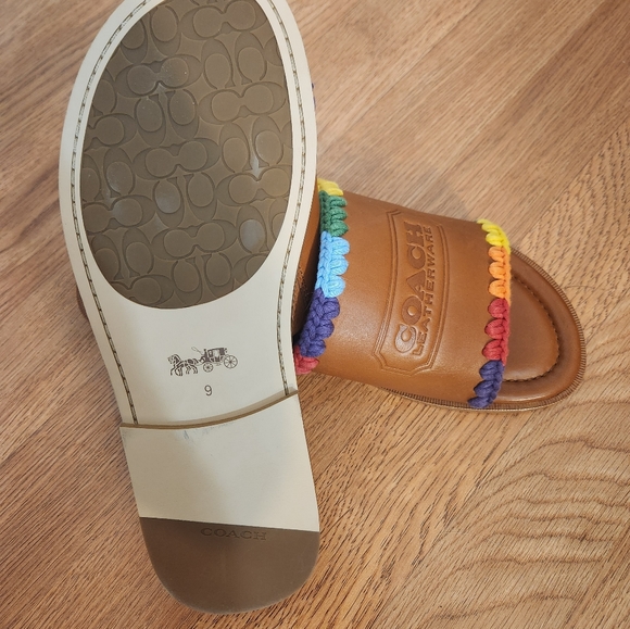 Coach Pride Leather Crochet-Trimmed Slides (9) - Picture 2 of 4